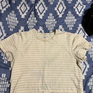 American Eagle Outfitters Beige and White Striped Tee